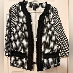 Elena Solano Houndstooth Jacket Black White Women's Large